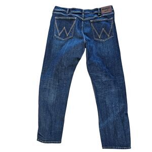 Wrangler Regular Fit Jeans Men's Size 36 X 30 Blue Straight Leg Stretch Denim